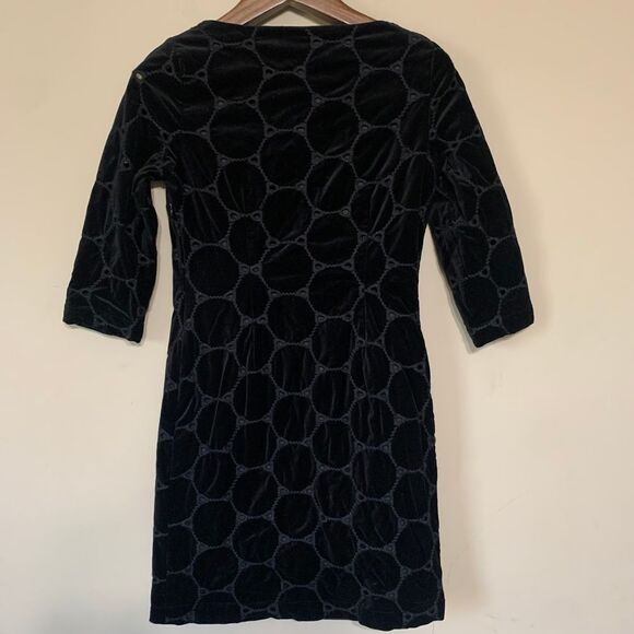 Boden Black Circle Velvet Sheath Lined Dress 4L US Lined - Picture 2 of 9
